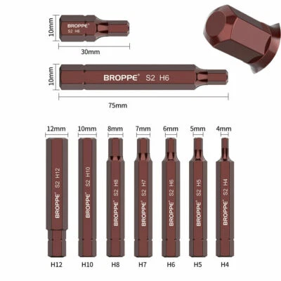 Hexagon（Hex）Screwdriver Bits H4/H5/H6/H7/H8/H10/H12 Impact Socket Driver Bits - Image 1 of 4