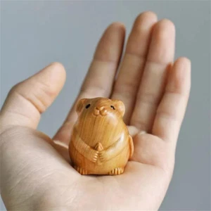 Enyolidimk Cute Wooden Small Mouse Ornament Home Decor Retro Mini Crafted Small - Picture 1 of 12