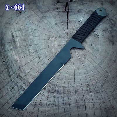 Cuchillo de hoja fija tanto de acero al carbono hecho a mano caza supervivencia camping al aire libre Foto 1 de 4