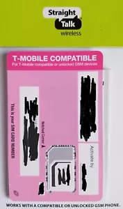 Straight Talk SIM card•T-Mobile iPhone 6 6+ 6s 6s+ SE 7 7+ 8 Plus X XS 11 12 13 - Picture 1 of 1