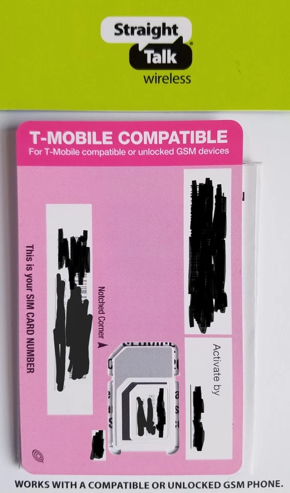 Straight Talk SIM card•T-Mobile iPhone 6 6+ 6s 6s+ SE 7 7+ 8 Plus X XS 11 12 13 - Image 1 of 1