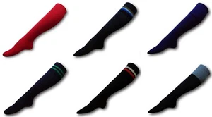 Vintage School Uniform Knee Length Socks In Alternate Colours : Red Brown Purple - Picture 1 of 15