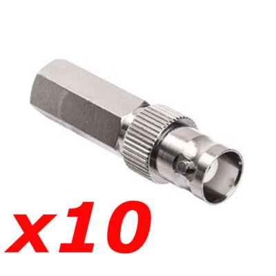 10 Pack Lot - BNC Female Twist-On Connector End RG59 Coax Cable CCTV Camera DVR - Image 1 of 2