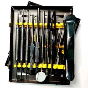 Micro Instrumentos de Cirugía Oral Dental Kit de 11 Piezas Herramientas Dentales Negras de Acero Alemán - Imagen 1 de 4