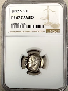 1972-S NGC PF67 CAMEO 10C ROOSEVELT DIME - Picture 1 of 4