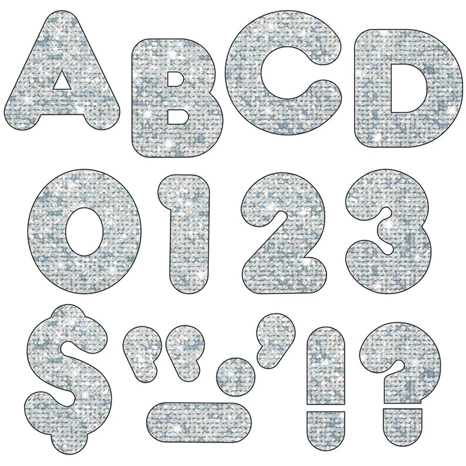 Silver Sparkle 4" Casual UC Ready Letters Trend Enterprises Inc. T-1613 - Image 1 of 1