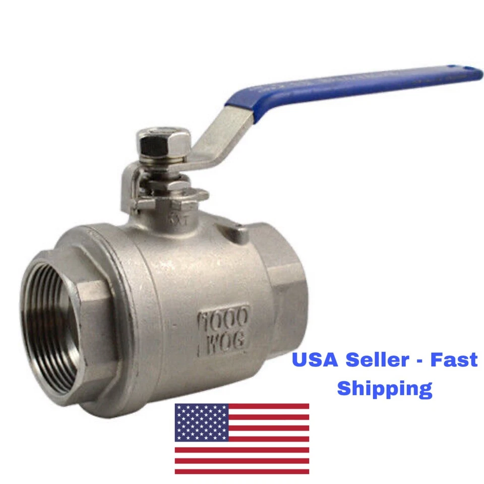 2”  2-Piece Full Port Ball Valve, Stainless Steel 316, NPT Threaded, 1000 WOG - Image 1 of 1