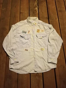 VINTAGE Chipie Shirt Mens Large Faded Patchwork Chambray Western Rodeo - Picture 1 of 7