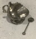 Antique Silver Plated Mini Coal Scuttle Salt Sugar Bowl And Scoop