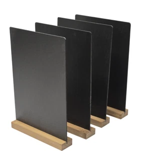 A4 x 6 TABLE TOP CHALKBOARDS + A PACK OF 8 COLOUR LIQUID CHALK PENS - Picture 1 of 9