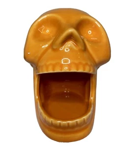 Halloween Decorative Candle Holder Orange Skull Gaping Mouth ScrubbieSoap Holder - Picture 1 of 9