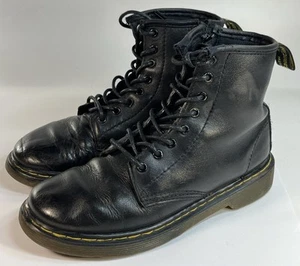 Dr. Martens 1460J Kids US Size 3 Black Leather Lace Up Combat Boots Authentic - Picture 1 of 9