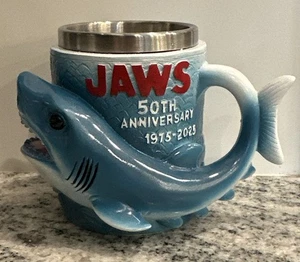 JAWS 50th Anniversary Shark Mug 3D Sculpted Coffee Cup Mug Stainless Steel Liner - Picture 1 of 4