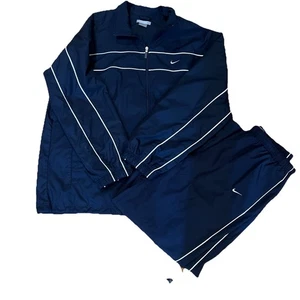 Y2K Nike 2 Teiler Trainingsanzug Navy Blau Windbreaker Windsuit Set Herren XXL Baggy - Bild 1 von 16