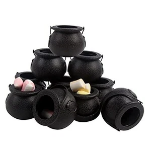 Mini Plastic Cauldron,12 Pcs Witch Calderon Pot Black Buckets with Handle for - Picture 1 of 7