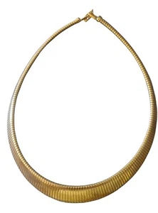 "Collar Monet vintage tono dorado estación botón cepillado firmado 16""" - Imagen 1 de 3