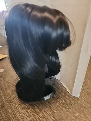 Peluca de moda Imsco World Of Dolls estilo M-80 talla 14 color 1B negra larga con flequillo Foto 1 de 4