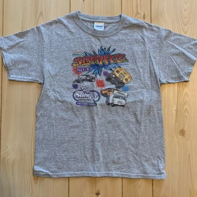 Slinger Speedway 第 5 届年度大满贯赛 2013 赛车青少年 T 恤 L 码 — 第 1/4 张图片