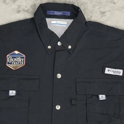 Columbia PFG Bahama Shirt Mens Medium Black Long Sleeve Fishing Omni-Shade UPF - Image 1 of 4