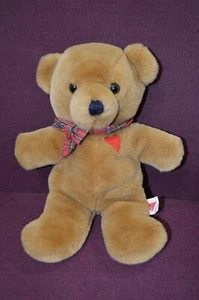 Vintage 1983 Dakin Bear Plush w/Tartan Bow & Heart Patch14" G8 - Picture 1 of 4