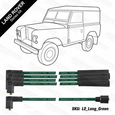 8mm Green Double Silicone HT Leads Land Rover Series 2a IIa 1961 to 1971  - Image 1 of 4