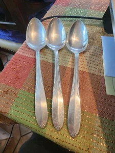3 Sterling serving Table spoons National Silver Co "Overture" 7 7/8" 155 gms - Picture 1 of 9