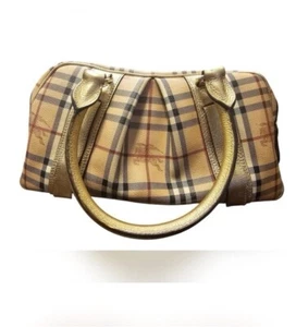 Burberry Haymarket Check PVC Leather with Gold Accents & COA - Picture 1 of 9