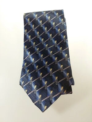 Gianfranco Ruffini Silk Necktie Blue Grey Silver Geometric Shapes  - Image 1 of 4