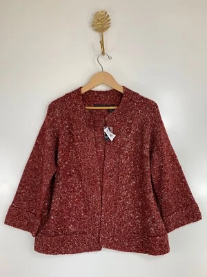 Cardigã Preswick & Moore Feminino Suéter L Manga 3/4 Elástico Aberto Malha Novo com etiquetas - Imagem 1 de 4