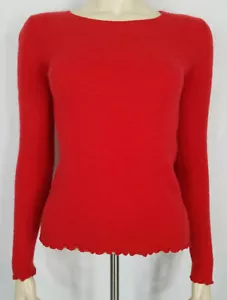 Belle France red 100% Cashmere round neck pullover sweater ladies Large - Picture 1 of 7