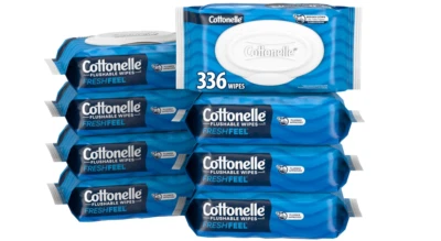 8 Packs Fresh Feel Flushable Adult Wet Wipes, 42 Wipes Per Pack, 336 Total Wipes - Image 1 of 4