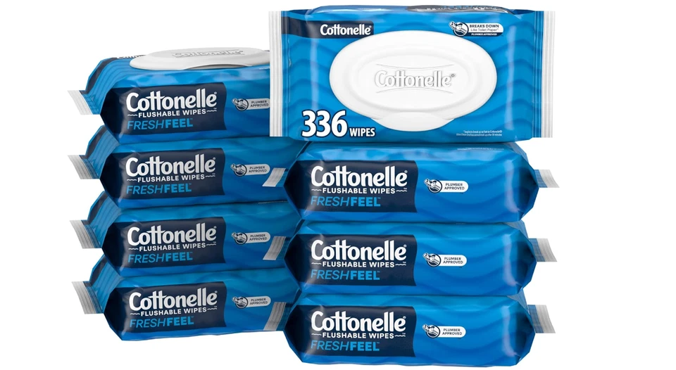 8 Packs Fresh Feel Flushable Adult Wet Wipes, 42 Wipes Per Pack, 336 Total Wipes - Image 1 of 4