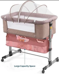 3in1 Bedside Crib for Girl or Boy, Bedside Sleeper color Deep Khaki - Picture 1 of 5