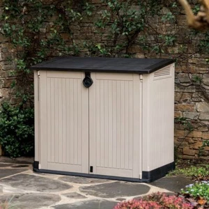 All-Weather Plastic Outdoor Storage Garden Pool Garbage Shed Box 30-Cu Ft Resin - Picture 1 of 12