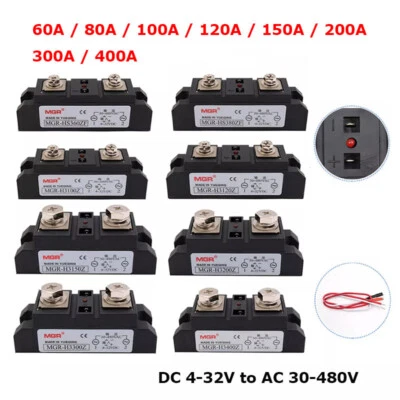 60A 80A 100A -400A SSR Industrial Solid State Relays Module 4-32VDC to 30-480VAC - Image 1 of 4
