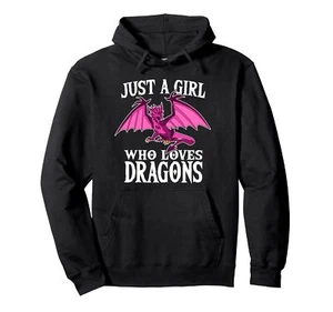 Just A Girl Who Loves Dragons Funny Dragon Costume Pullover Hoodie - Picture 1 of 1