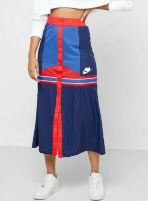 NIKE SPORTSWEAR WOVEN COLOURBLOCK PANELLED MIDI MAXI SKIRT BV2995-492 WOMEN S M - Image 1 of 4