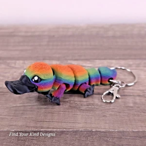 Mini Platypus Keychain 3D Printed – 4" Articulated Flexi Fidget Toy Pride Gift - Picture 1 of 5