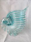 Murano Style SNAIL SHELL Seashell Nautilus Art Glass 10" GREEN PITCHER VASE