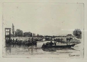 Antike Radierung SCHLÖSSER WASSERSTRAND von F.R. Farren 1879 - Bild 1 von 5