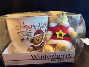 Pfaltzgraff Winterberry Gift Set Large 20 oz Coffee Mug & Santa Bear Ornament - Picture 1 of 3