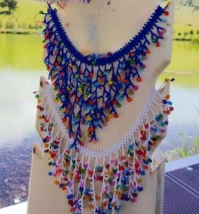 2 Handmade Necklace Woman American Style Choker Boho Beaded Beautiful Necklace - Picture 1 of 8
