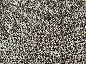 2ms Cotton Fabric Grey Black White Small Wonky Sided Squares x 1.14ms Wide - Picture 1 of 3