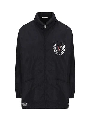 Valentino Logo Printed Zipped Hooded Windbreaker Size 46 - Image 1 of 4