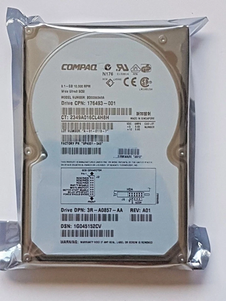9,1 GB Compaq BD0096349A Wide Ultra3 SCSI 10000rpm 80pin 3,5 " Hard Drive New - Image 1 of 1