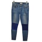 Paige womens 27 Nico Blue Verdugo Ultra Skinny blue metallic knee patch jeans