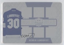 2017 Leaf Men Goalie Gear Printing Plate Cyan 1/1 Henrik Lundqvist HOF 0h1