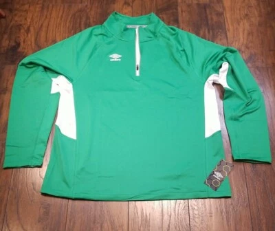 Umbro Premier Hombre Manga Larga Verde/Blanco Pullover 3/4 Cremallera Chaqueta Talla XL Foto 1 de 4