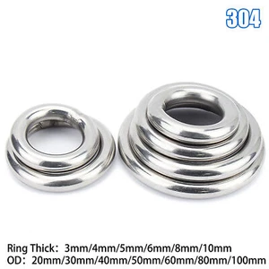 A2 Stainless Steel Metal O Ring Round Welded OD 20-100mm Wire Dia 3/4/5/6/8/10mm - Picture 1 of 5