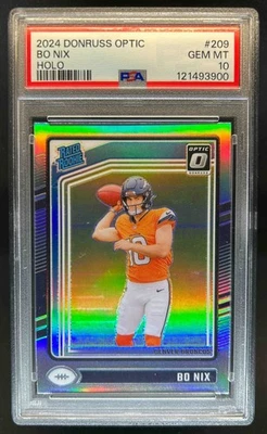 2024 Donruss Optic Bo Nix Holo Rated Rookie #209 Broncos PSA 10 - Image 1 of 2